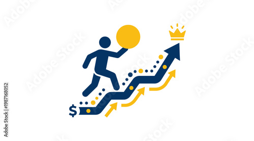 Businessman Climbing Path to Success