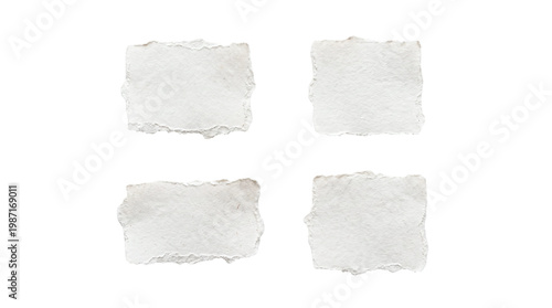 Fotografi Elegant handmade cream paper scraps with soft deckled edges on a transparent bac