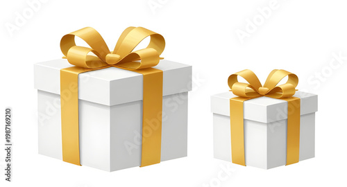gift, box, present, white, gold, ribbon, bow, luxury, elegant, package, celebration, festive, decoration, wrapping, surprise, design, collection