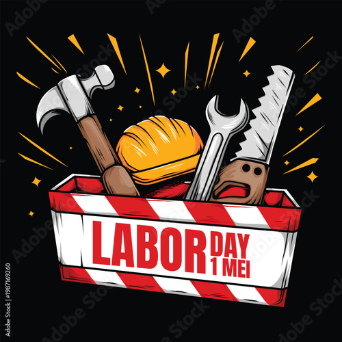 Work equipment design for Labor Day greetings
