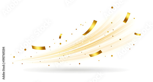 gold confetti background, light trails effect, festive celebration, party confetti, sparkling lights, glitter background, golden particles, abstract celebration, event decoration, luxury background, s