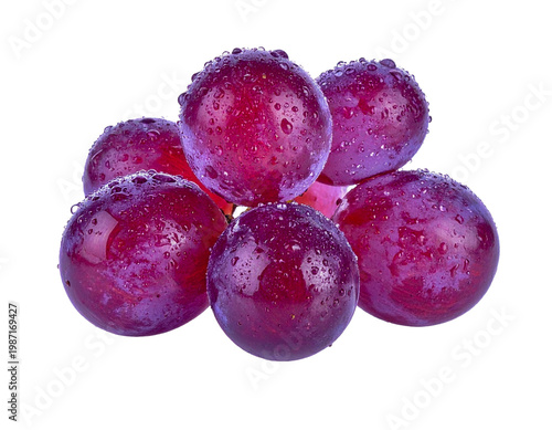 Fresh grapes sweet juicy fruit cluster isolated PNG on transparent background, dark purple/small, food photography asset for gourmet blogs and dessert menus