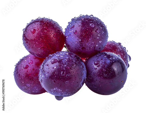 Foto Fresh purple grape cluster isolated PNG, ripe bunch of grapes on transparent bac