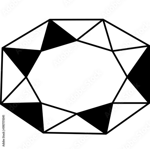 Diamond Gemstone Icon - Brilliant Cut Luxury Jewel Vector