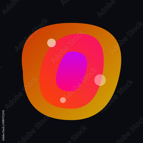 Vibrant abstract organic bio cell shape with liquid gradients on a deep dark background graphic Illustration