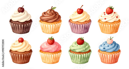 cupcake, dessert, sweet, bakery, cake, frosting, colorful, sugar, treat, food, snack, pastry, decoration, sprinkle, illustration, design, simple