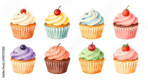 cupcake, dessert, sweet, bakery, cake, frosting, colorful, sugar, treat, food, snack, pastry, decoration, sprinkle, illustration, design, simple