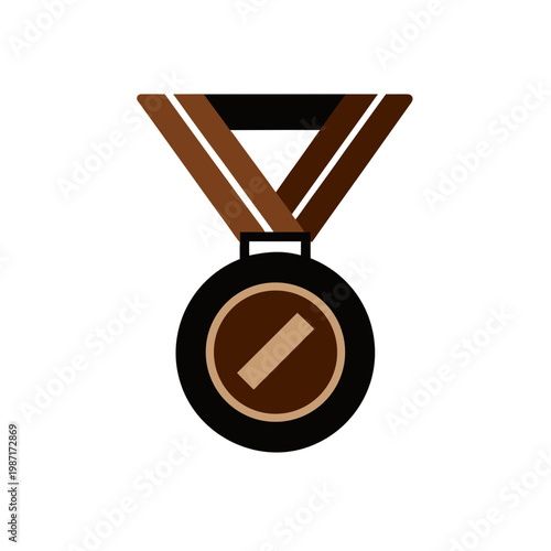 Bronze medal with a stylized checkmark ribbon design