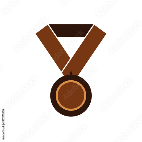 A polished bronze-colored medal with a triangular top ribbon.