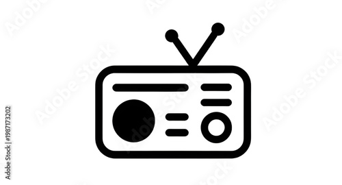 radio icon, radio receiver, audio device, signal receiver, antenna radio, broadcast icon, sound device, communication icon, vintage radio, media device, minimalist icon, tech symbol, radio design, sim