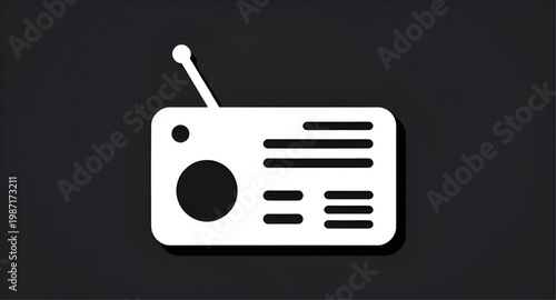 radio, receiver, icon, minimalist, device, audio, signal, antenna, broadcast, media, sound, communication, technology, vintage, design, symbol, simple