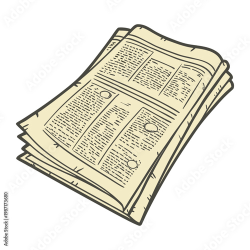 An aged newspaper rests with faded, unreadable text, its yellowed pages worn by time. Blurred ink forms a mystery, preserving echoes of forgotten stories and lost history.
