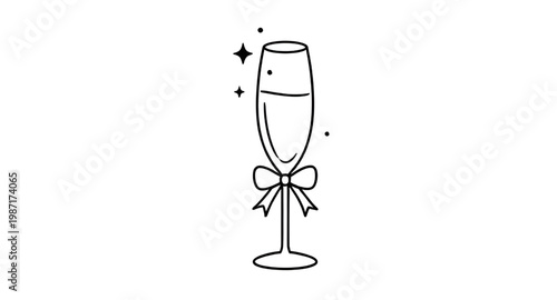 champagne flute, celebration glass, wedding toast, party drink, festive ribbon, bow decoration, elegant glass, luxury drink, sparkling wine, toast glass, wedding symbol, party icon, celebration design