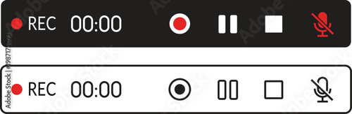 Video recording control panel with pause and stop buttons