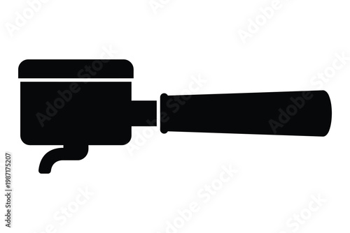 Coffee espresso portafilter silhouette icon for barista and cafe themes.