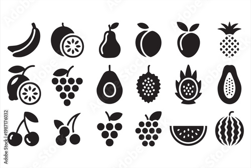 Minimal Fruit Icon Pack for Organic Food Branding and Packaging