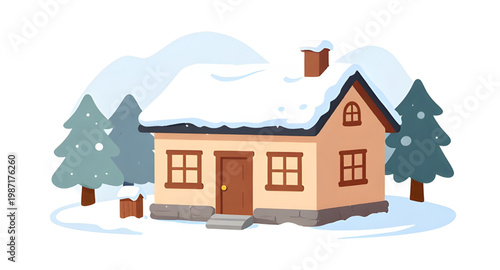 winter scene, snowy house, cozy cabin, snow landscape, winter home, snow shed, cold weather, holiday scene, winter village, frosty house, snowy cabin, outdoor winter, seasonal illustration, christmas 
