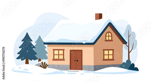winter scene, snowy house, cozy cabin, snow landscape, winter home, snow shed, cold weather, holiday scene, winter village, frosty house, snowy cabin, outdoor winter, seasonal illustration, christmas 