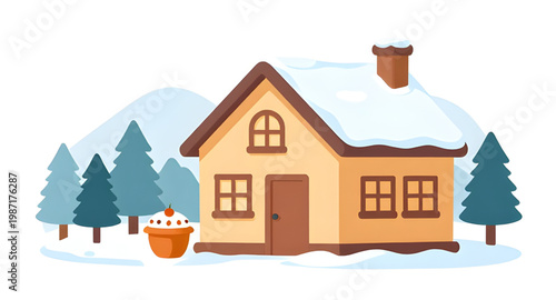 winter, snow, house, shed, cozy, cold, landscape, home, season, snowfall, frost, village, cabin, outdoor, holiday, design, simple