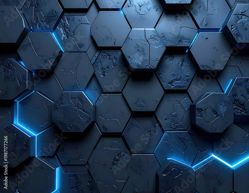 Exploring a seamless hexagonal tech grid in a dark grey environment a geometric background for digital design