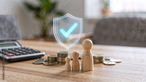 Tableau sur toile Family protection and financial security concept