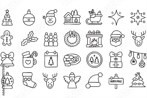 Holiday Season Icons for Christmas New Year and Festive Design