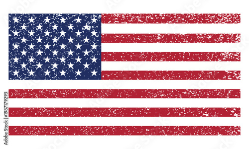 Vintage american flag with grunge texture on for independence day