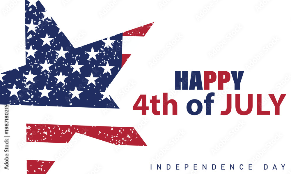 Obraz premium Happy 4th of july greeting card with american flag star and independence day text