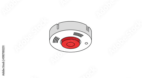White circular smoke detector featuring a prominent red center button is mounted in a clean minimalist interior space for essential fire safety gear.