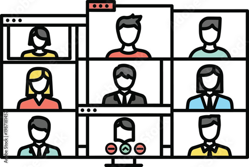 Virtual Meeting Screen with Diverse Participants in Video Conference Calls