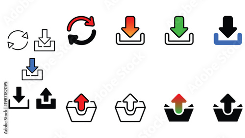 Download and Upload Arrow Icons Collection File Transfer Symbols Set