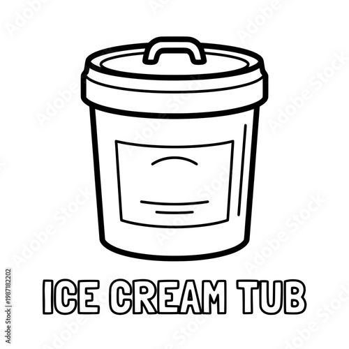 Simple Line Art Illustration of an Ice Cream Tub Container.