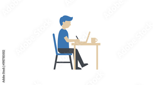 Man sitting at desk with laptop.