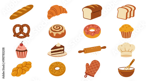 Variety of baked goods and desserts.