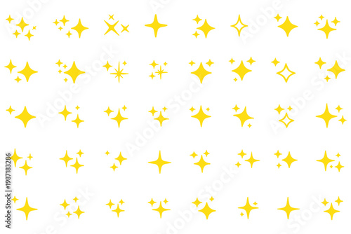 Set of original star sparkle shapes. Abstract shine effect vector sign. Retro futuristic bright vector icons collection. Glowing light effect, twinkle templates stars and bursts, shiny flash.