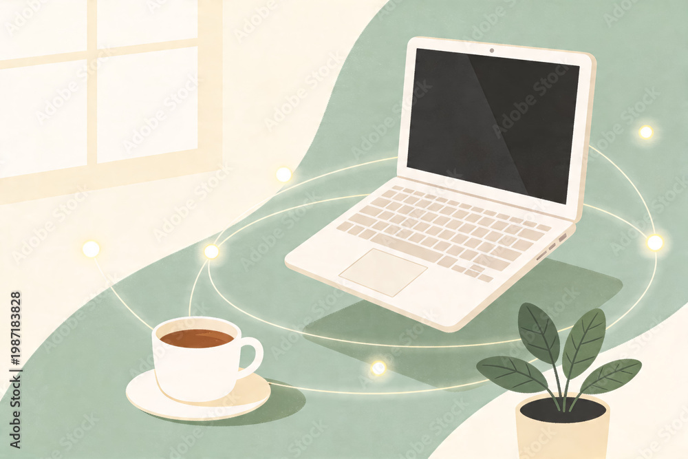 Fototapeta premium Minimalist Abstract Remote Work Home Office Concept