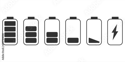 Battery icon. Charge energy sign. Full electricity power. Accumulator level bar. Vector illustration.