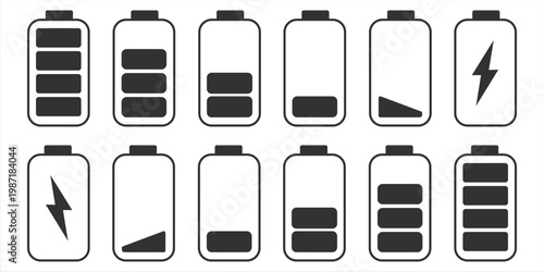 Battery icon. Charge energy sign. Full electricity power. Accumulator level bar. Vector illustration.