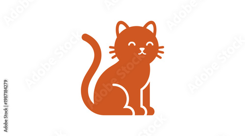 Orange Cat Sitting Cartoon Character.