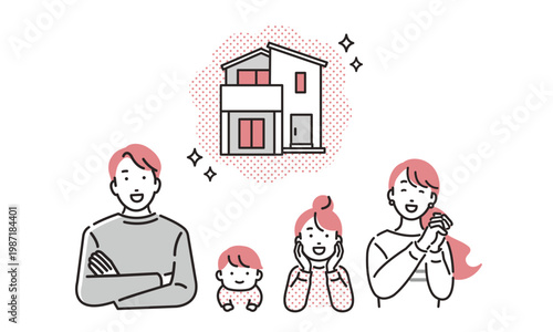理想の家を思い描くファミリー