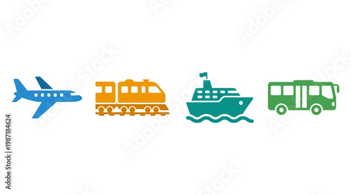 Transportation modes icons.