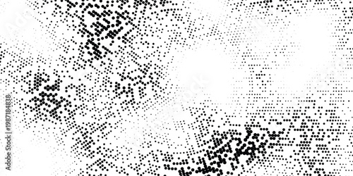 Dynamic radial halftone pattern with bold black and white dots, expanding motion waves and energetic optical effect, dynamic background