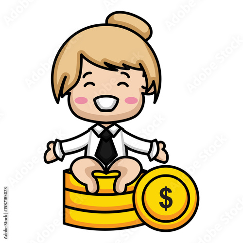 Illustration of cute mascot of business character.