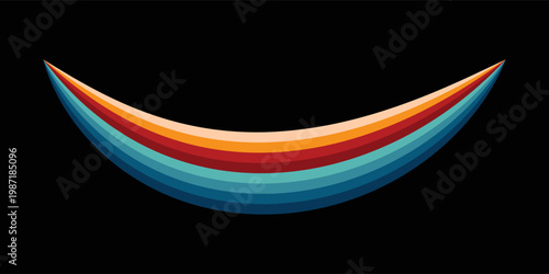 Abstract colorful 70s background vector. Vintage retro style wallpaper with lines, rainbow wavy stripes. 1970 color illustration design suitable for poster, banner, decorative, wall art.