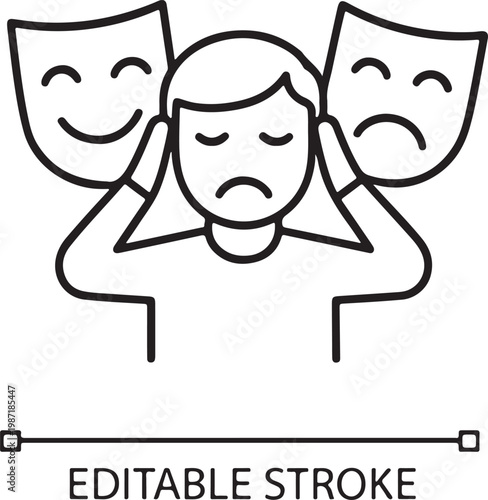 Bipolar disorder mental health icon representing mood swings emotion psychology and awareness concept