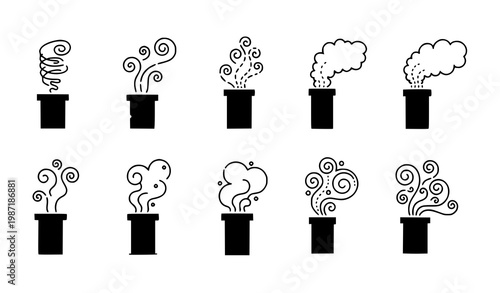 Abstract chimney smoke minimal color vector with geometric shapes and modern flat design concept