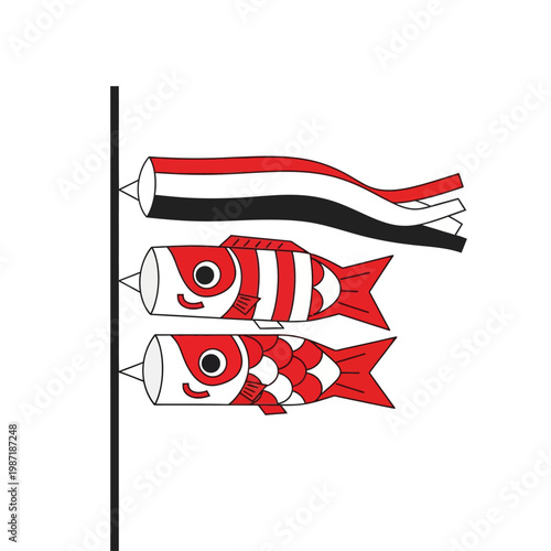 Colorful Japanese Fish Wind Chimes Decoration.