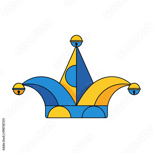 Colorful jester hat with balls.