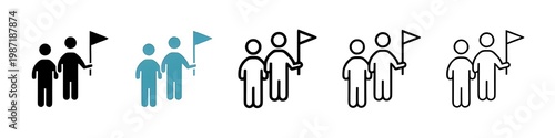 Foto Tour guide people line icon vector set
