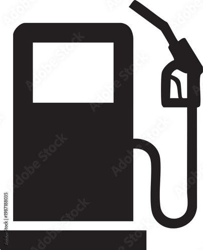 Gas pump, fuel nozzle, petrol station, refueling icon, black silhouette